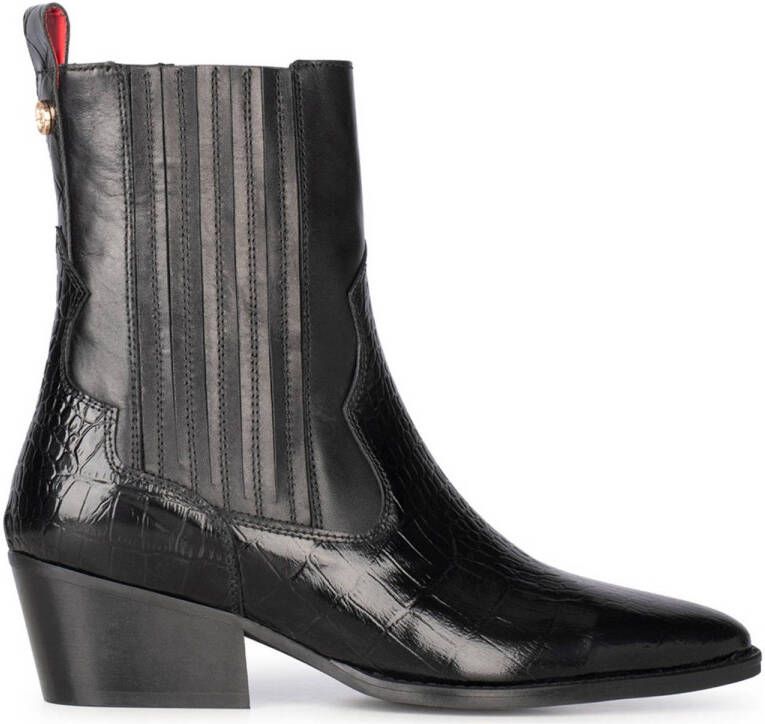 Haboob Claire leren cowboylaarzen met slangenprint zwart