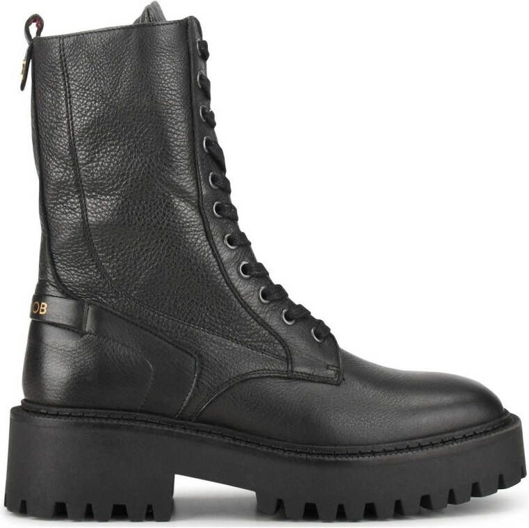 Haboob GRIMAUD leren veterboots zwart