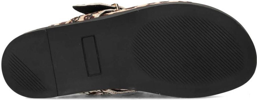 Haboob Amelie suède clogs met panterprint beige bruin - Foto 4