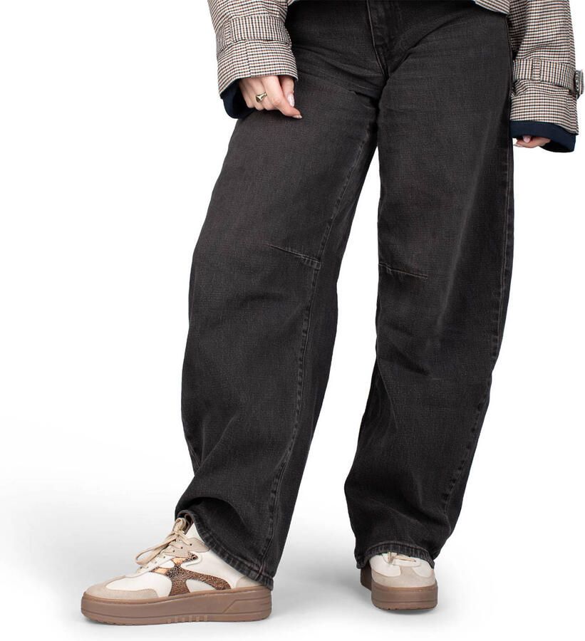 Haboob Aurelie leren sneakers met plateauzool beige