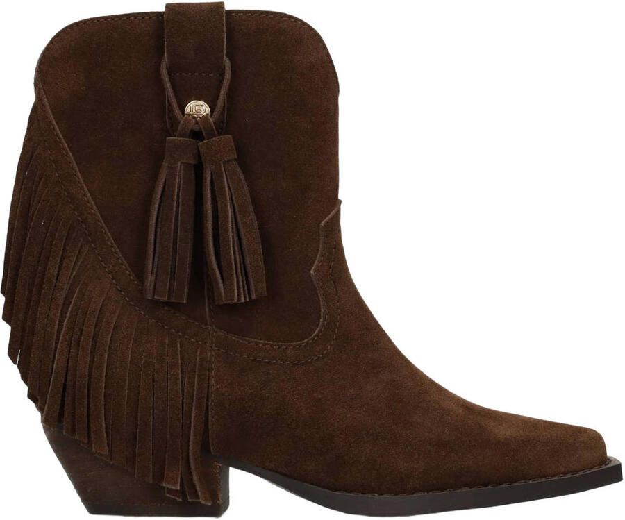 Haboob Beth suède cowboylaarzen met franjes donkerbruin