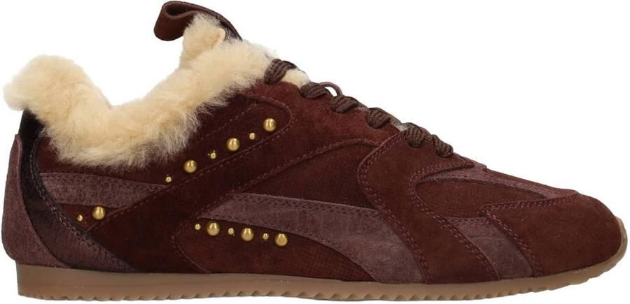Haboob Tamara suède sneakers met studs bordeaux