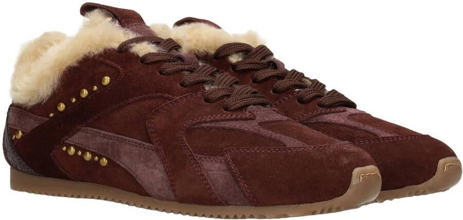 Haboob Tamara suède sneakers met studs bordeaux - Foto 3
