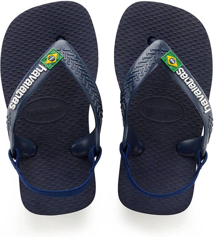 Havaianas Baby Brasil Logo II teenslippers met hielbandje blauw