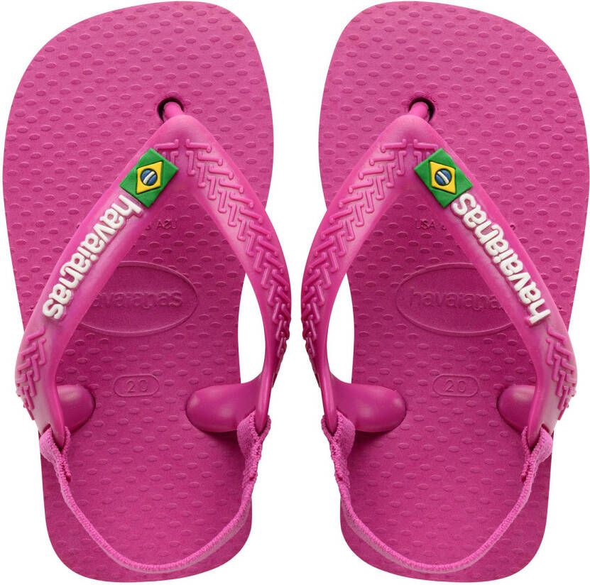 Havaianas Baby Brasil Logo II teenslippers met hielbandje roze Meisjes Rubber 22