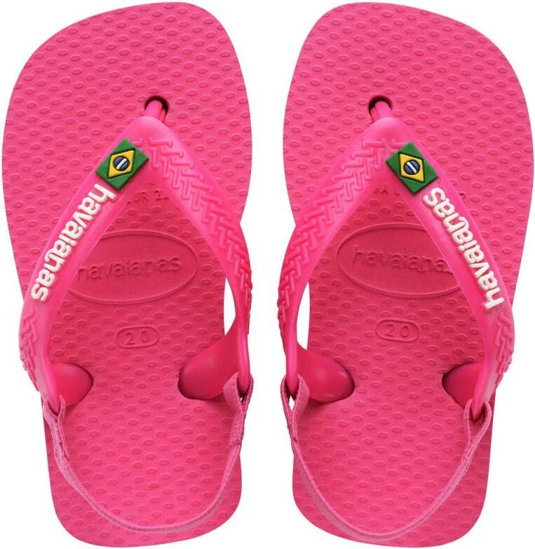 Havaianas Baby Brasil Logo II teenslippers met hielbandje roze Meisjes Rubber 25 26