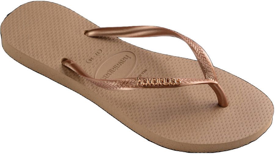 HAVAIANAS Teenslippers Dames Slim Logo Metallic Maat: 35 36 Materiaal: Rubber Kleur: Bruin - Foto 2