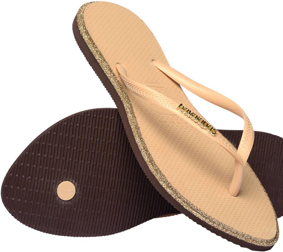 Havaianas HAV. SLIM POINT GLITTER Donkerbruin Goud Dames Slippers Donkerbruin Goud