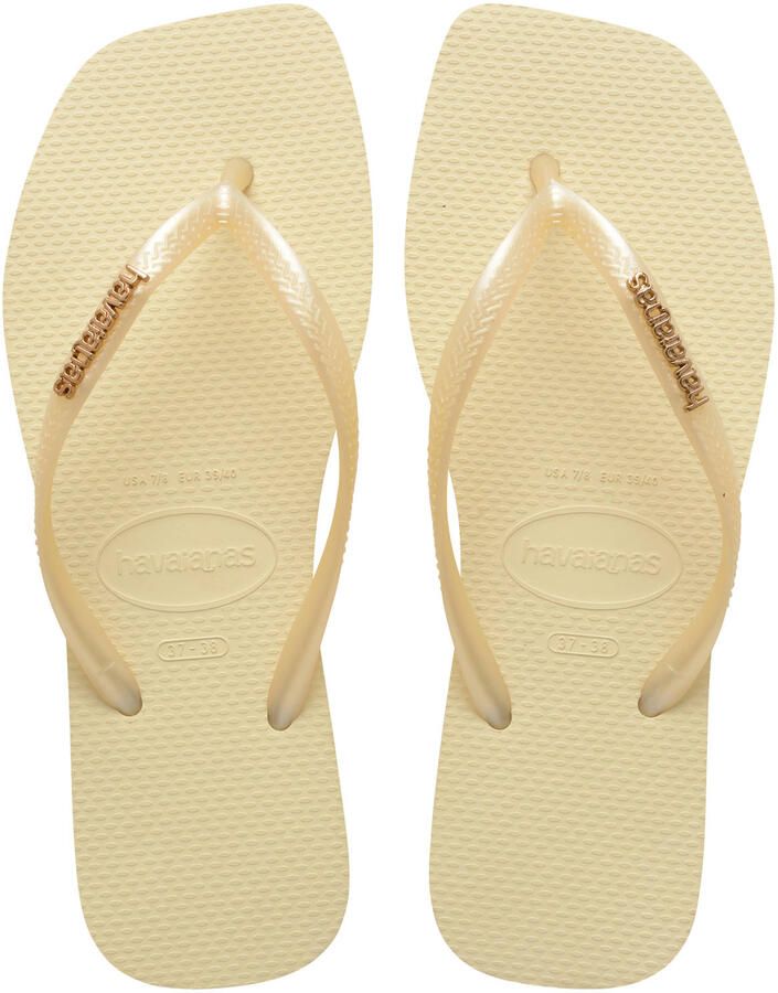 Havaianas Slim Square Logo Metallic Flip Flops Dames Crème- Dames Crème