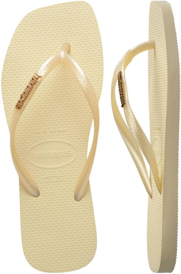 Havaianas Slim Square Logo Metallic Flip Flops Dames Crème- Dames Crème - Foto 2