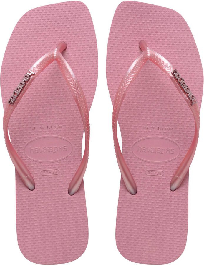 Havaianas Slim Square Logo Metallic Flip Flops Dames Roze- Dames Roze