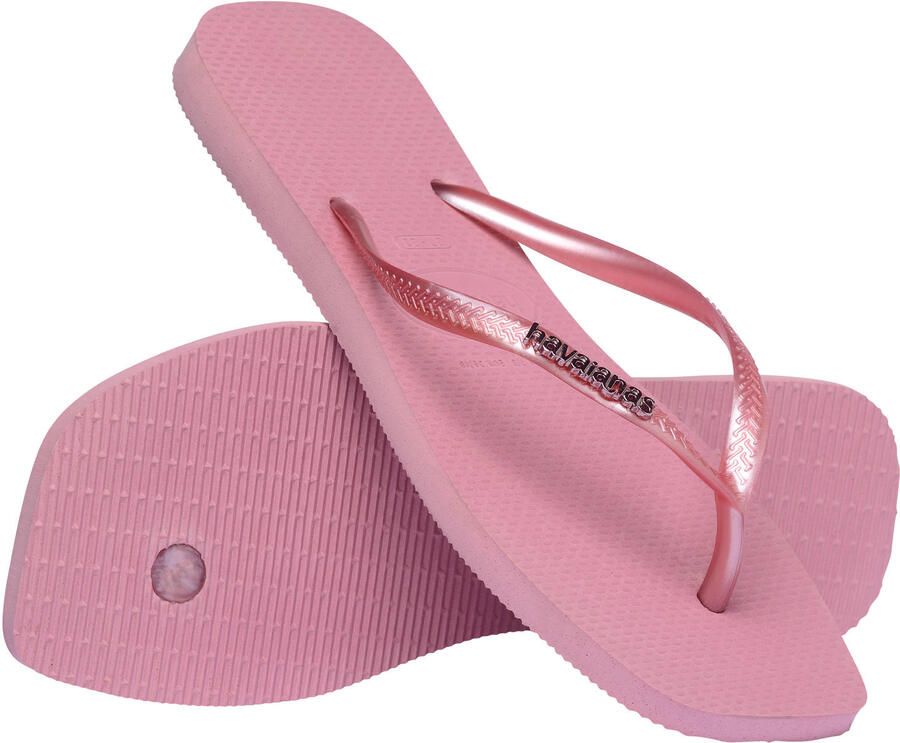Havaianas Slim Square Logo Metallic Flip Flops Dames Roze- Dames Roze