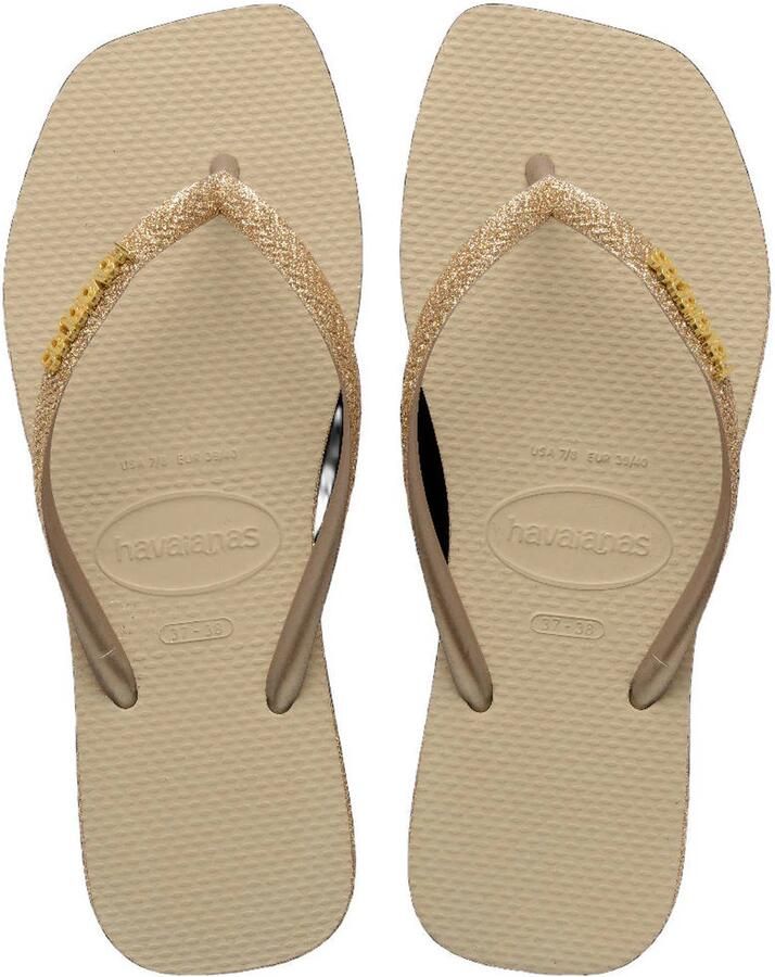 Havaianas Slim Square Sparkle teenslippers zand