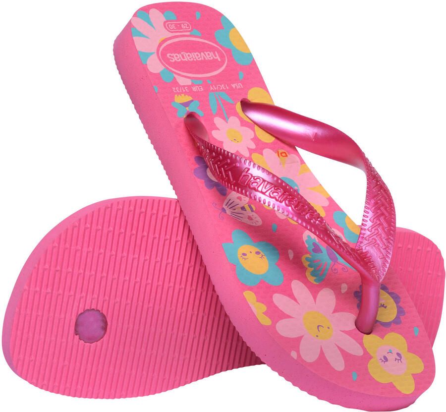 Havaianas HAV. KIDS FLORES Roze FLUX Roze GUM Meisjes Slippers Roze flux Roze gum - Foto 2