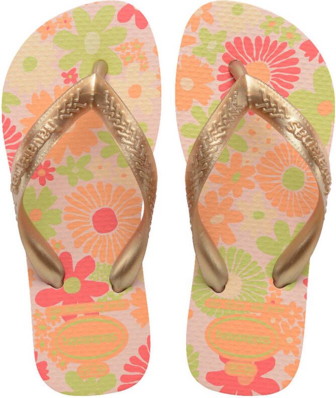 Havaianas Kids Flores teenslippers goud roze