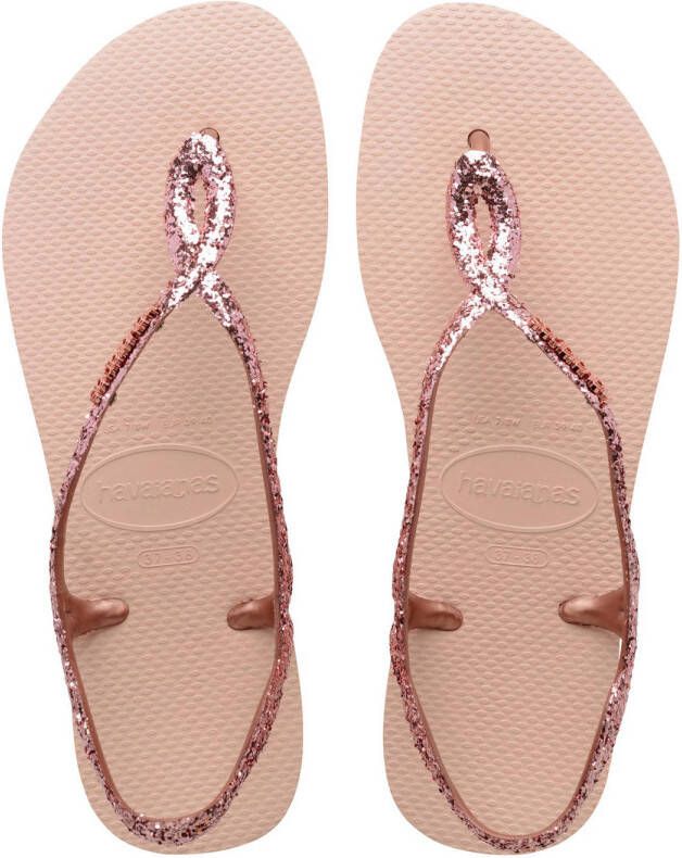 Havaianas Luna Premium II sandalen met glitters roze