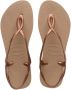 Havaianas Rosegl Bruin Luna Rubberen Platte Sandalen Brown Dames - Thumbnail 2