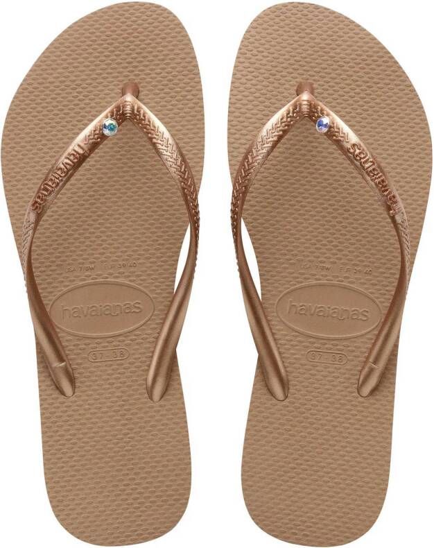 Havaianas Slim Crystal Sw II teenslippers met siersteen roségoud