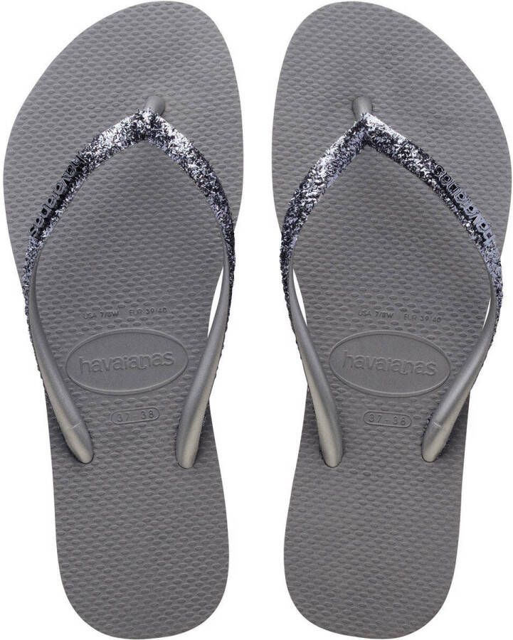 Havaianas Slim Glitter II teenslippers met glitters zilver