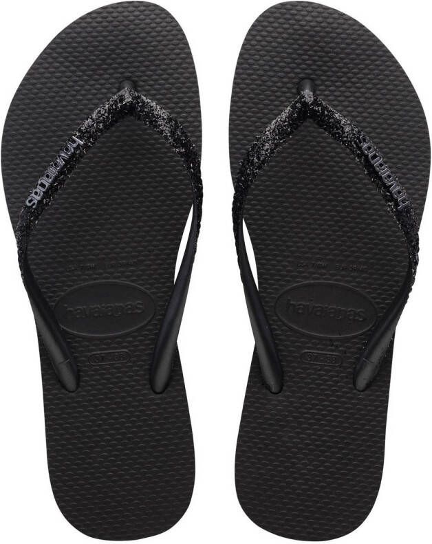 Havaianas Slim Glitter II teenslippers met glitters zwart