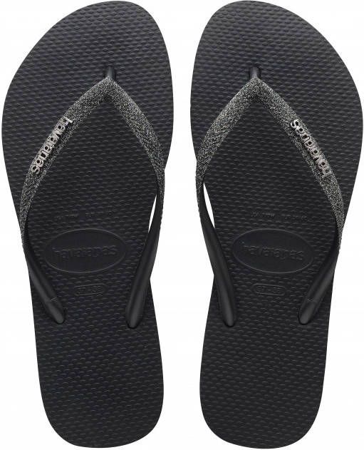 Havaianas Slim Glitter II Meisjes Slippers Black Dark Grey Metallic