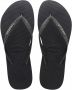 Havaianas Slim Glitter II Meisjes Slippers Black Dark Grey Metallic - Thumbnail 1