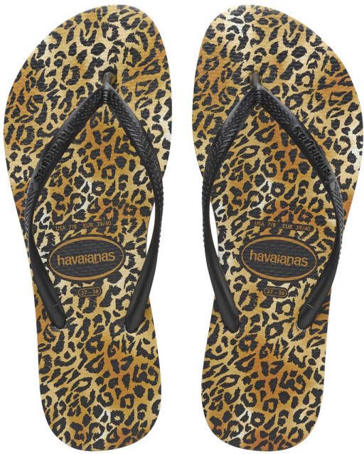 Havaianas Slim Leopard teenslippers met panterprint