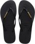 Havaianas Slim Logo Metallic black gold Zwart Rubber Teenslippers Dames - Thumbnail 2