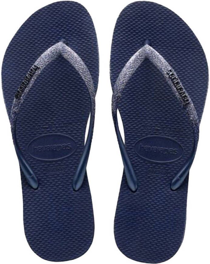 Havaianas Slim Sparkle II teenslippers met glitters donkerblauw