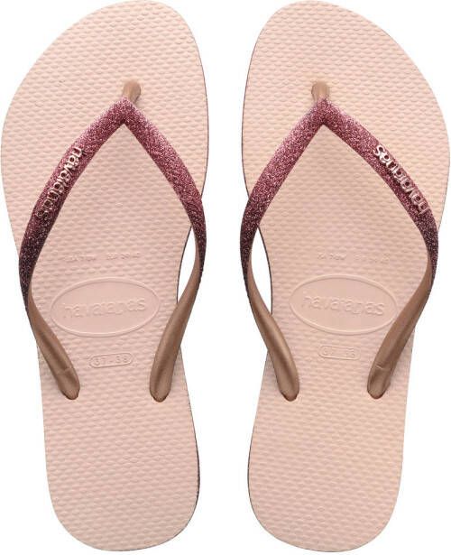 Havaianas Slim Sparkle II teenslippers met glitters roze