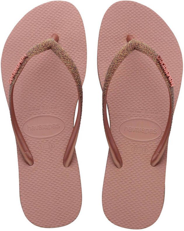 Havaianas Slim Sparkle II teenslippers met glitters roze