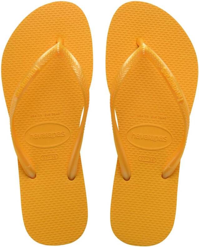 Havaianas Slim teenslippers geel Meisjes Rubber Effen 29 30