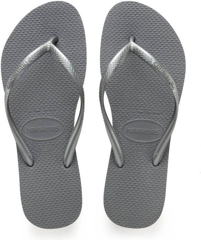 Havaianas Slim logo metallic steel gray Dames Kleur Grijs)