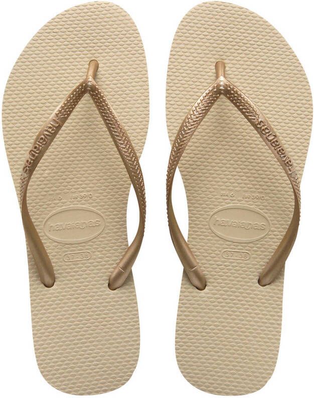 Havaianas Slim | Sand Grey Light Golden Beige Rubber Teenslippers Dames