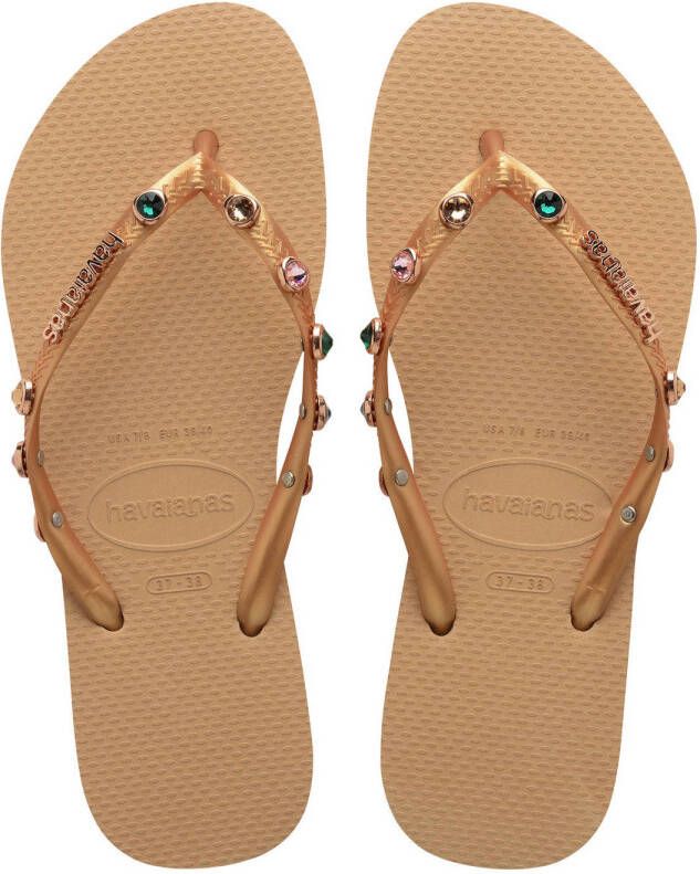 Havaianas Slim Luxury Gold | Swarovski Goud Rubber Teenslippers Dames