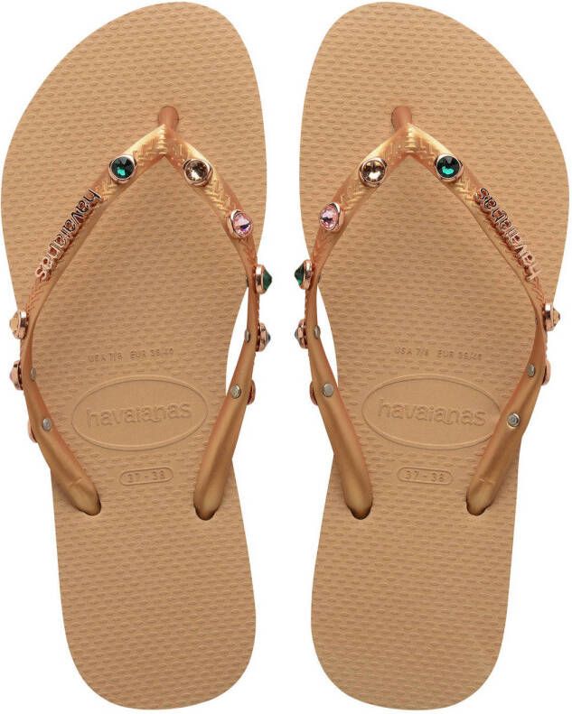 Havaianas Slim Luxury Gold | Swarovski-kristallen Goud Rubber Teenslippers Dames