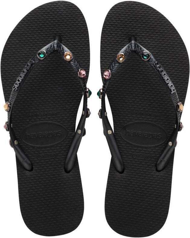 Havaianas Slim Luxury Swarovski-kristallen | Black Zwart Rubber Teenslippers Dames