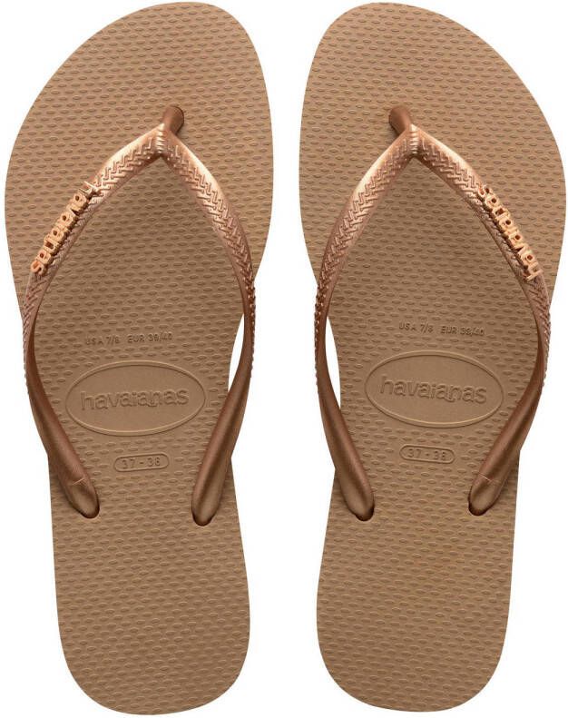 Havaianas Slim logo metallic rose gold Rose