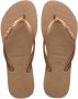 HAVAIANAS Teenslippers Dames Slim Logo Metallic Maat: 35 36 Materiaal: Rubber Kleur: Bruin - Thumbnail 1