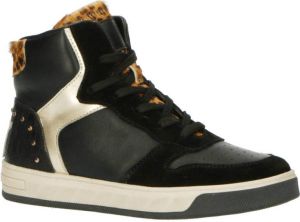 Hip H1249 leren sneakers met panterprint zwart
