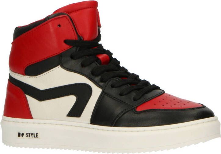 Hip H1665 Black Red White Sneakers hoge-sneakers