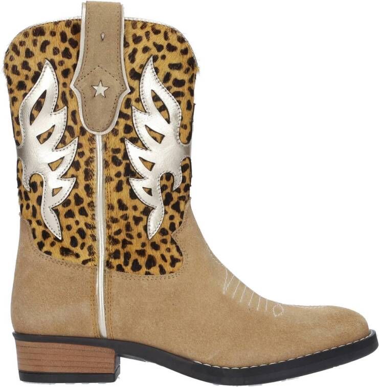 Hip H1700 suède cowboylaarzen beige Meisjes Suede Meerkleurig 39 Sneakers