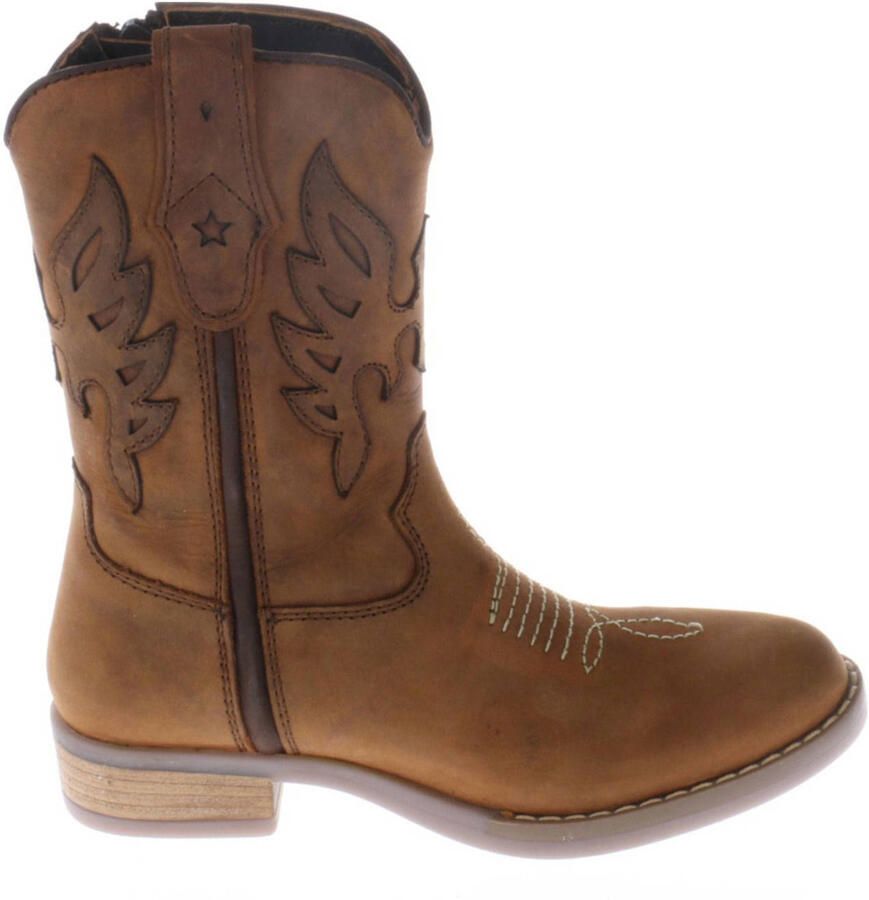 Hip leren cowboylaarzen cognac