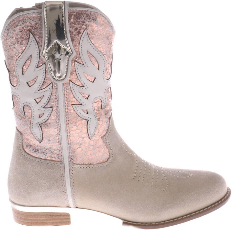 Hip leren laarzen beige metallic roze