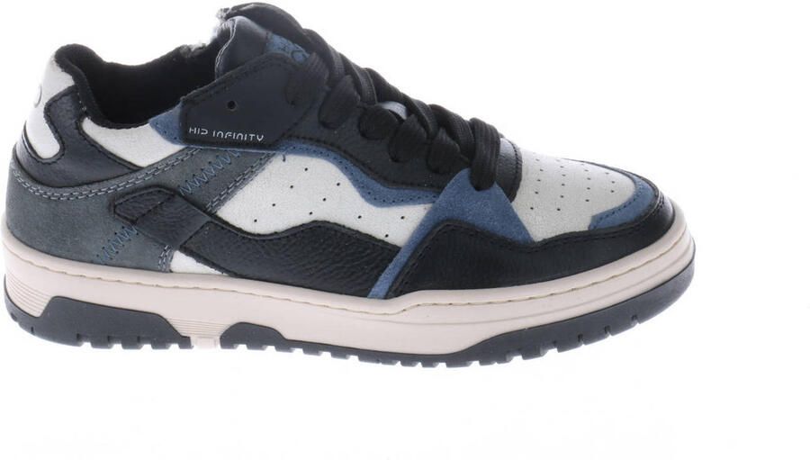 Hip leren sneakers blauw wit