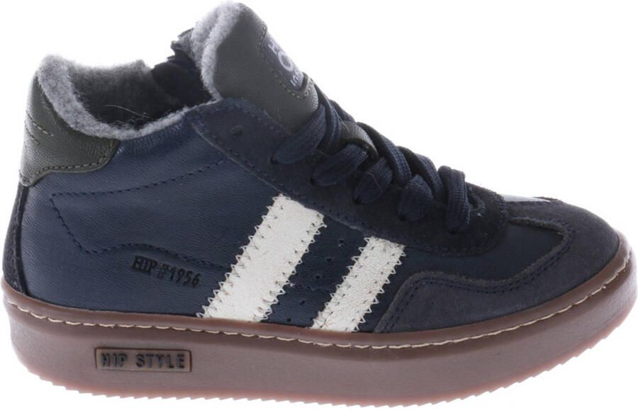 Hip leren sneakers donkerblauw