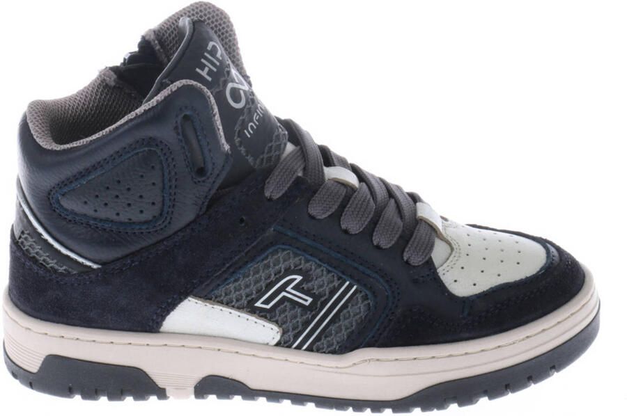 Hip leren sneakers donkerblauw