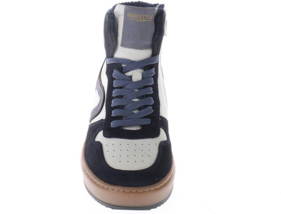 Hip leren sneakers donkerblauw wit