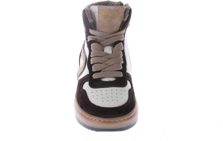 Hip leren sneakers donkerbruin wit - Foto 3
