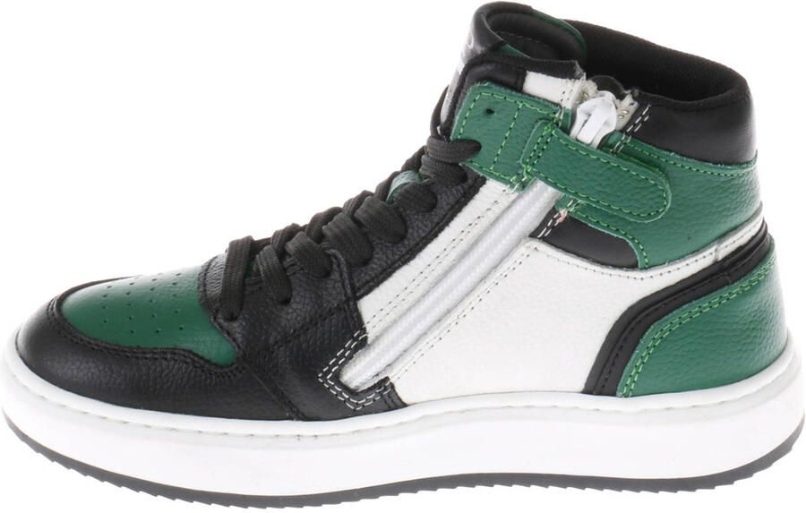 Hip leren sneakers groen zwart wit - Foto 3